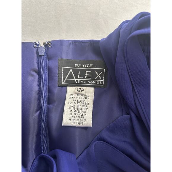 Alex Evenings Draping Front Formal Evening Dress Womens Size 12P Blue NWT - Picture 5 of 8